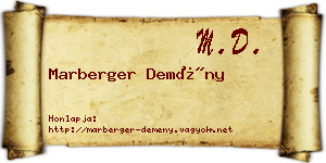 Marberger Demény névjegykártya